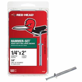 Red Head 1/4 Inch x 2 Inch Hammer-Set Nail Concrete Anchors (50-Pack)